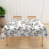 Aperturee Modern Black and White Floral Tablecloth, Elegant Botanical Leaf Print for Contemporary Dining Decor